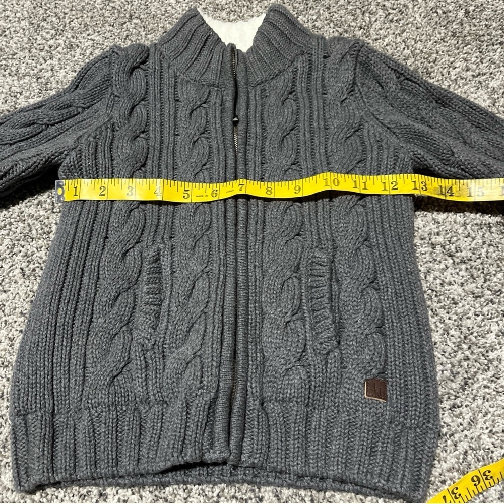 JANIE & JACK BOYS Size 3 GRAY Full ZIP Cotton Cable SWEATER Jacket Lined - Picture 3 of 12